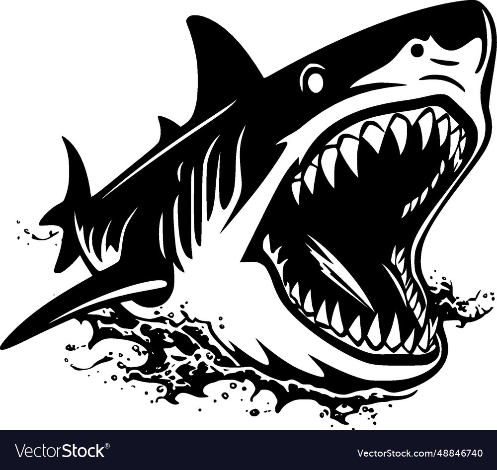 Shark - black and white Royalty Free Vector Image