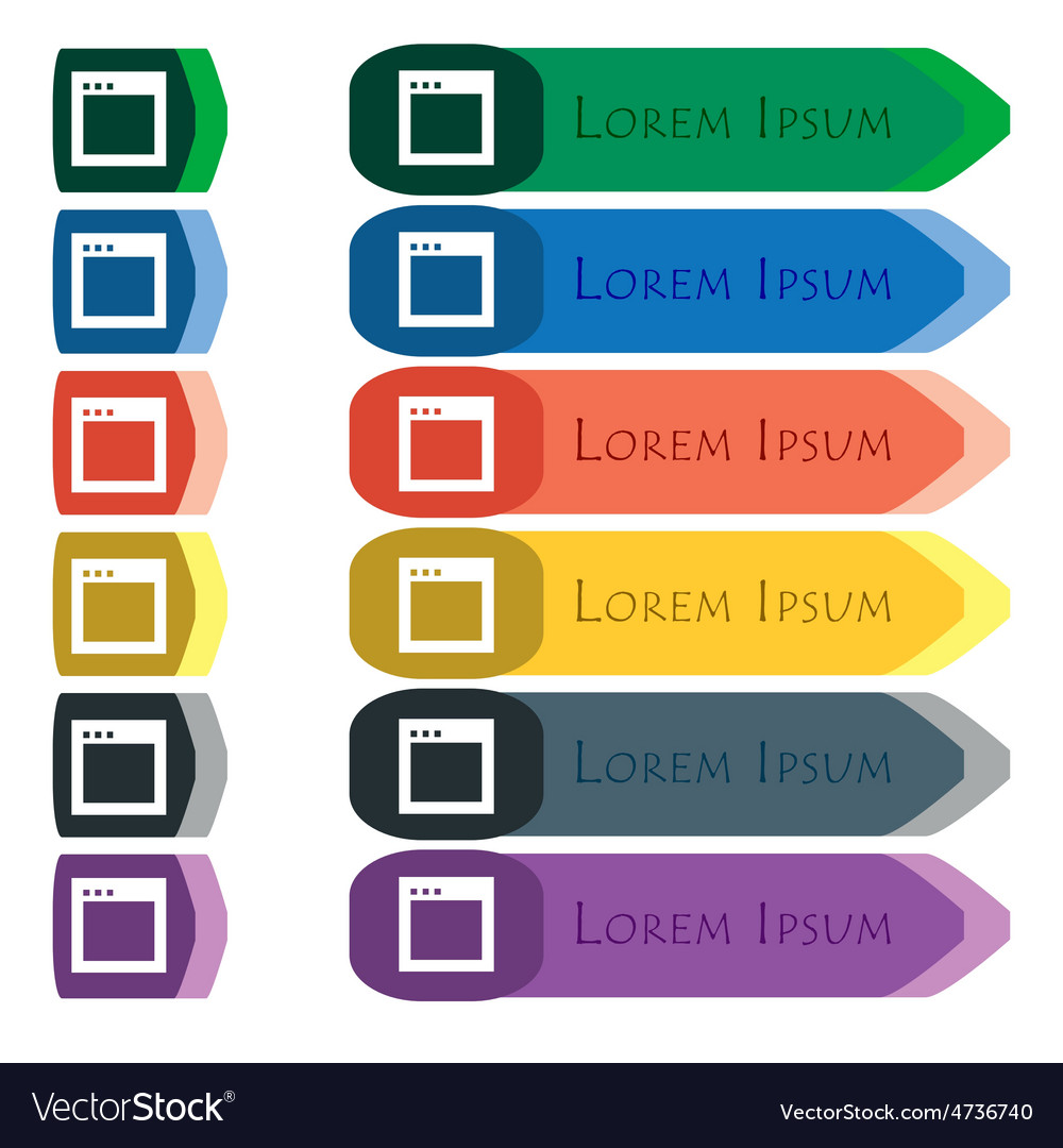 Simple browser window icon sign set of colorful
