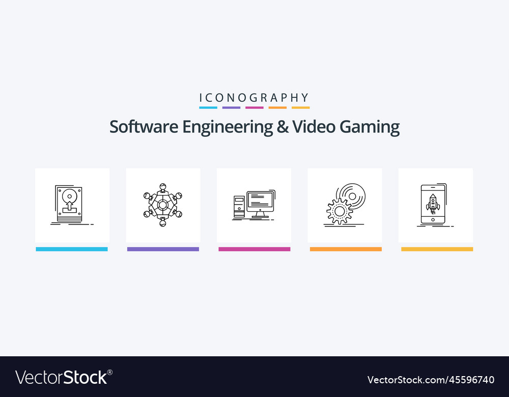 Software engineering and video gaming line 5 icon