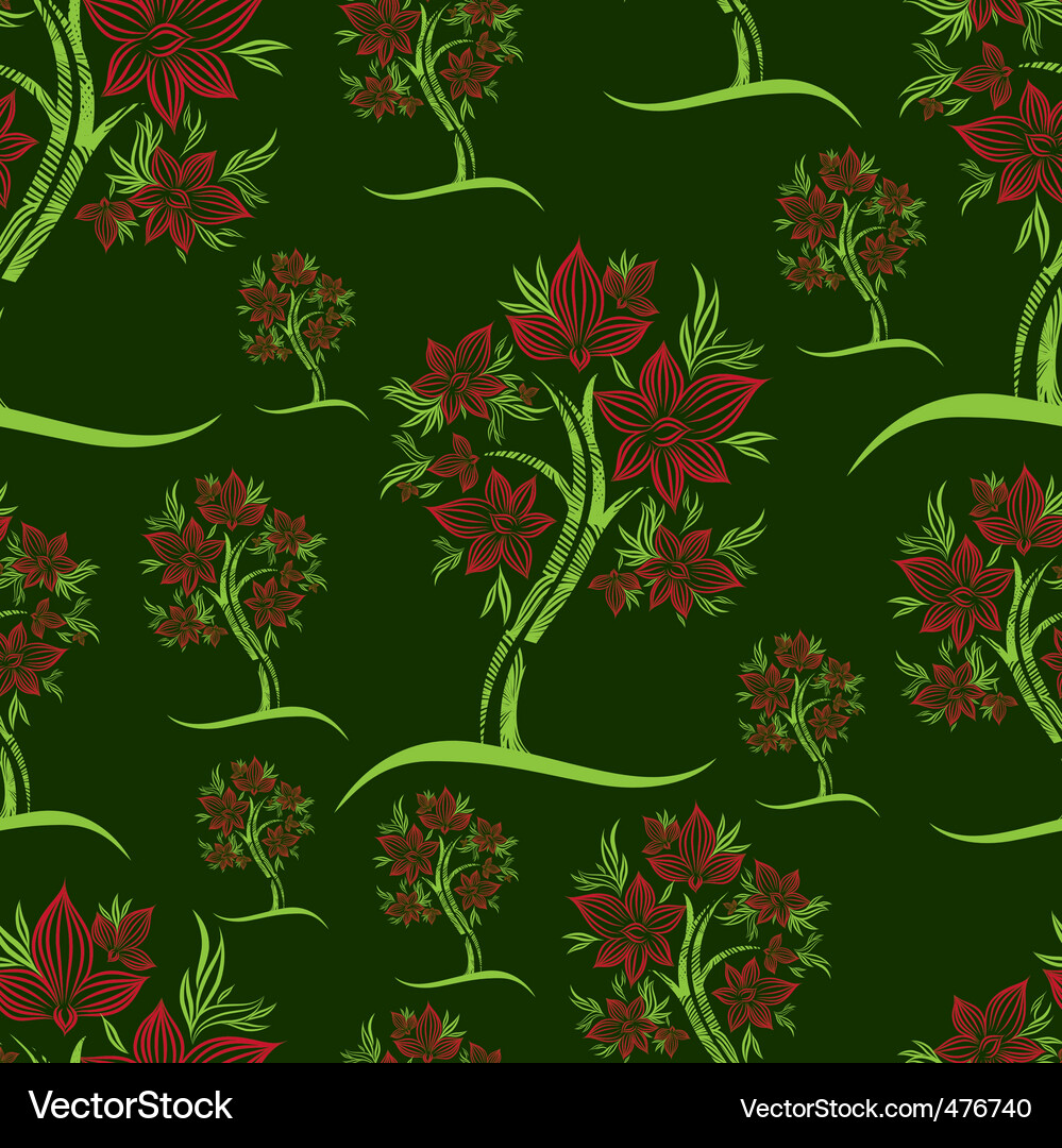 Vector seamless pattern from trees Royalty Free Vector Image