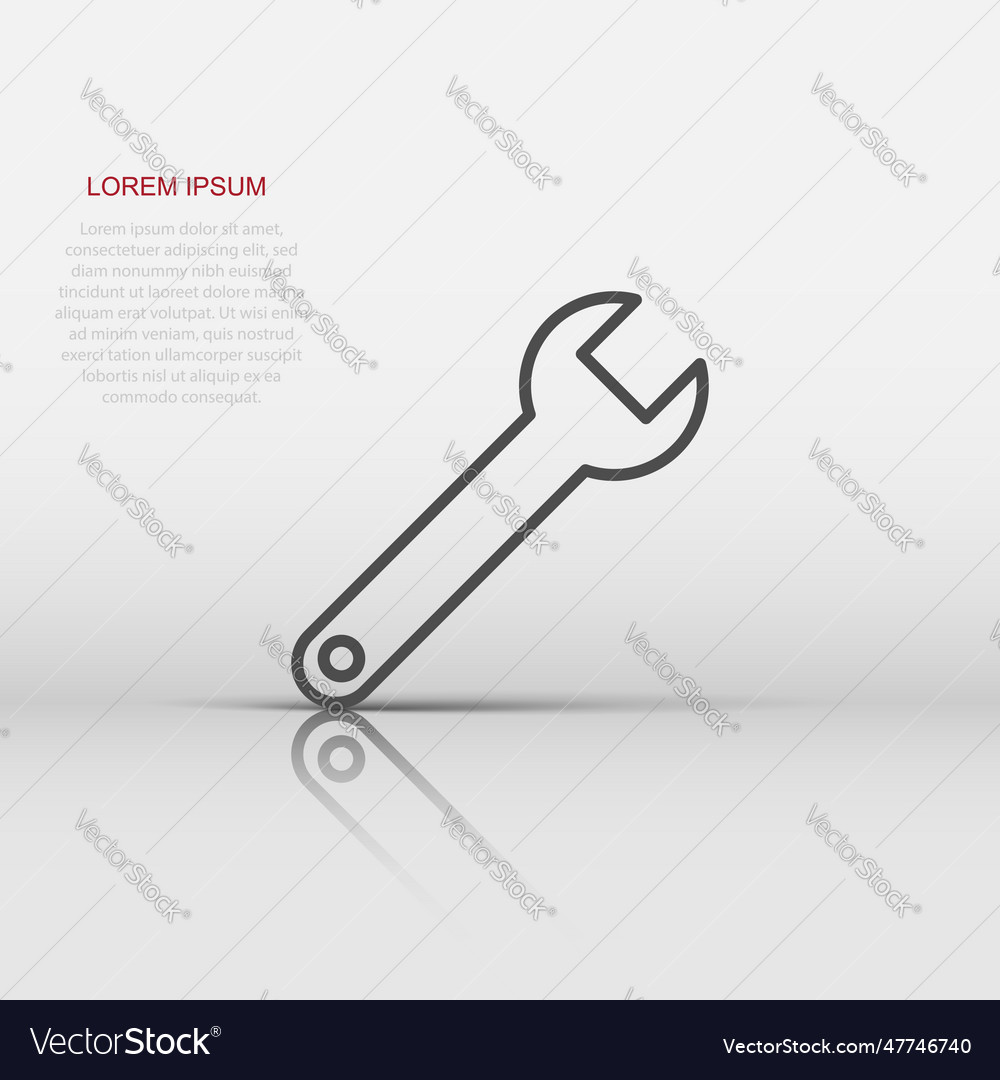 Wrench icon in flat style spanner key on white