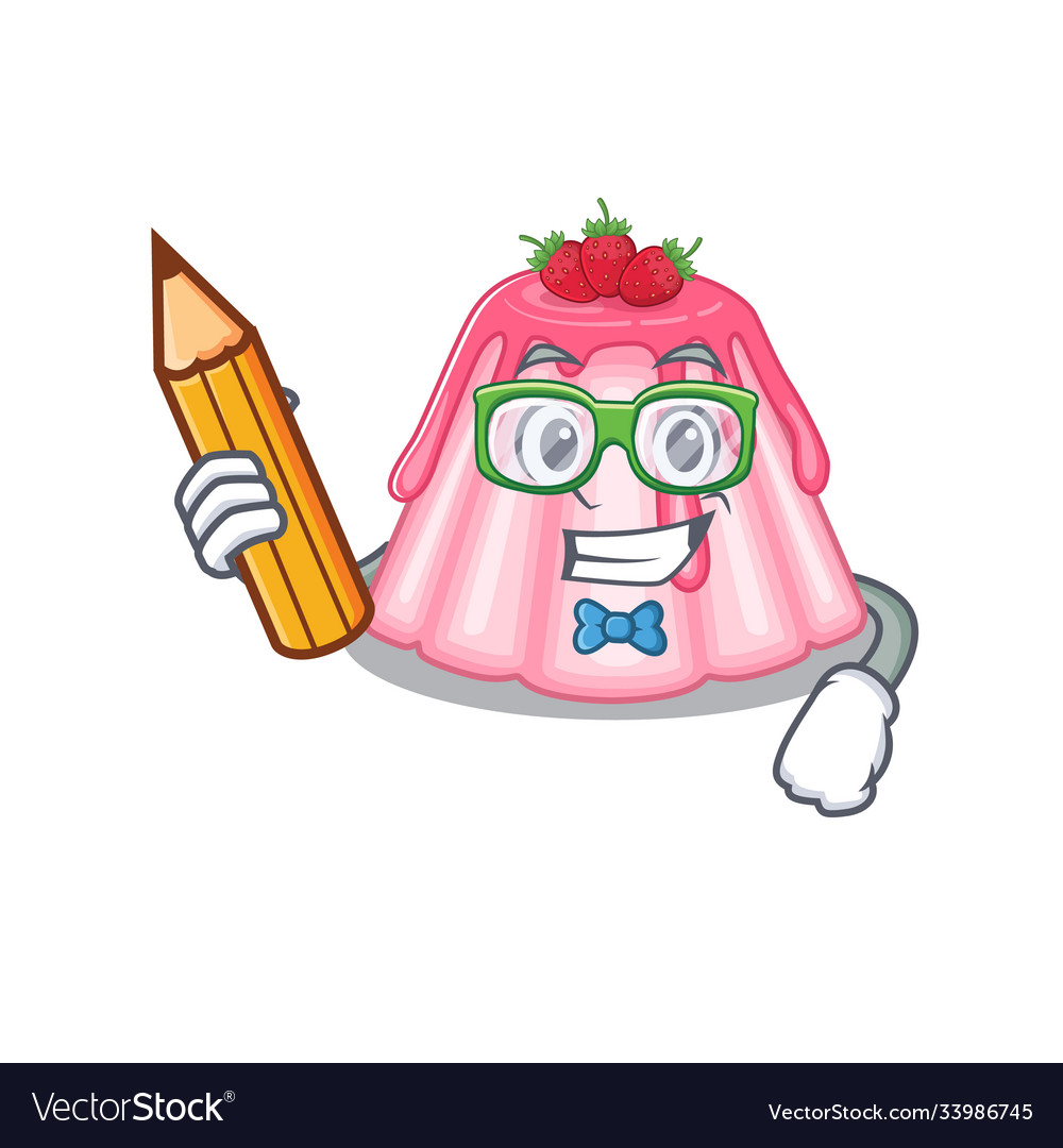 A smart student strawberry jelly character