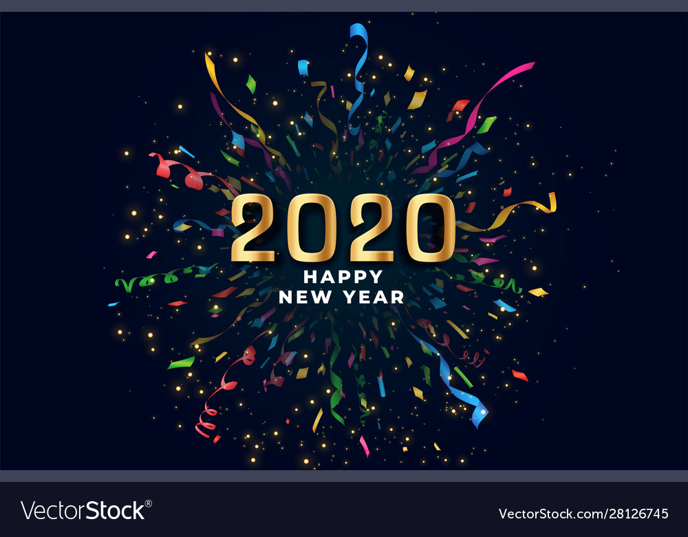 Abstract 2020 new year confetti burst celebration