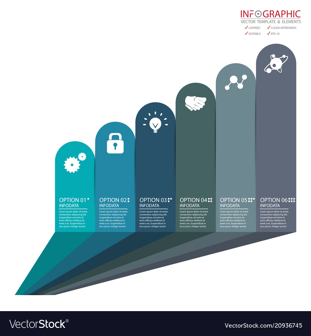 Abstract element infographics 6 option design vector image Abstract element infographics 6 option design