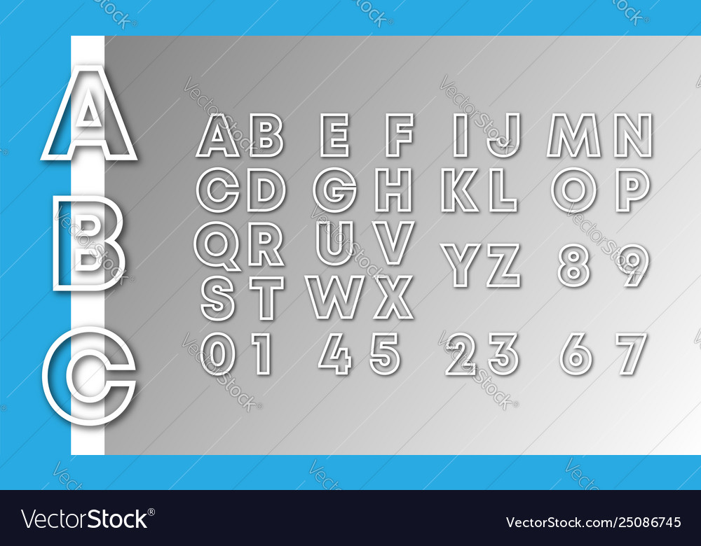 Alphabet font template letters and numbers line Vector Image