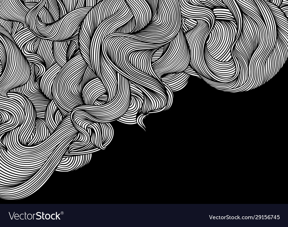 Background with wave line curls monochrome