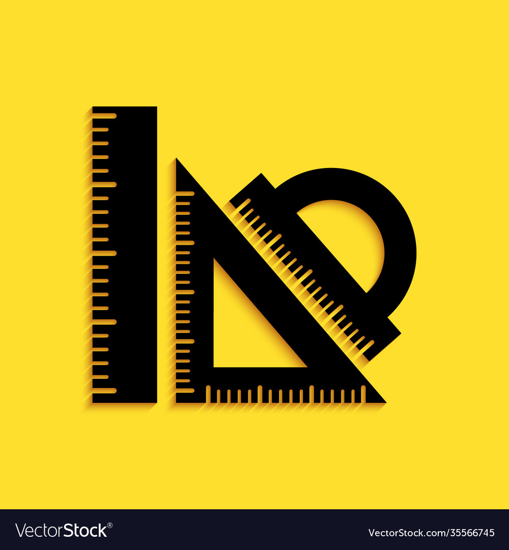 Black set ruler triangular and protractor vector image Black set ruler triangular and protractor