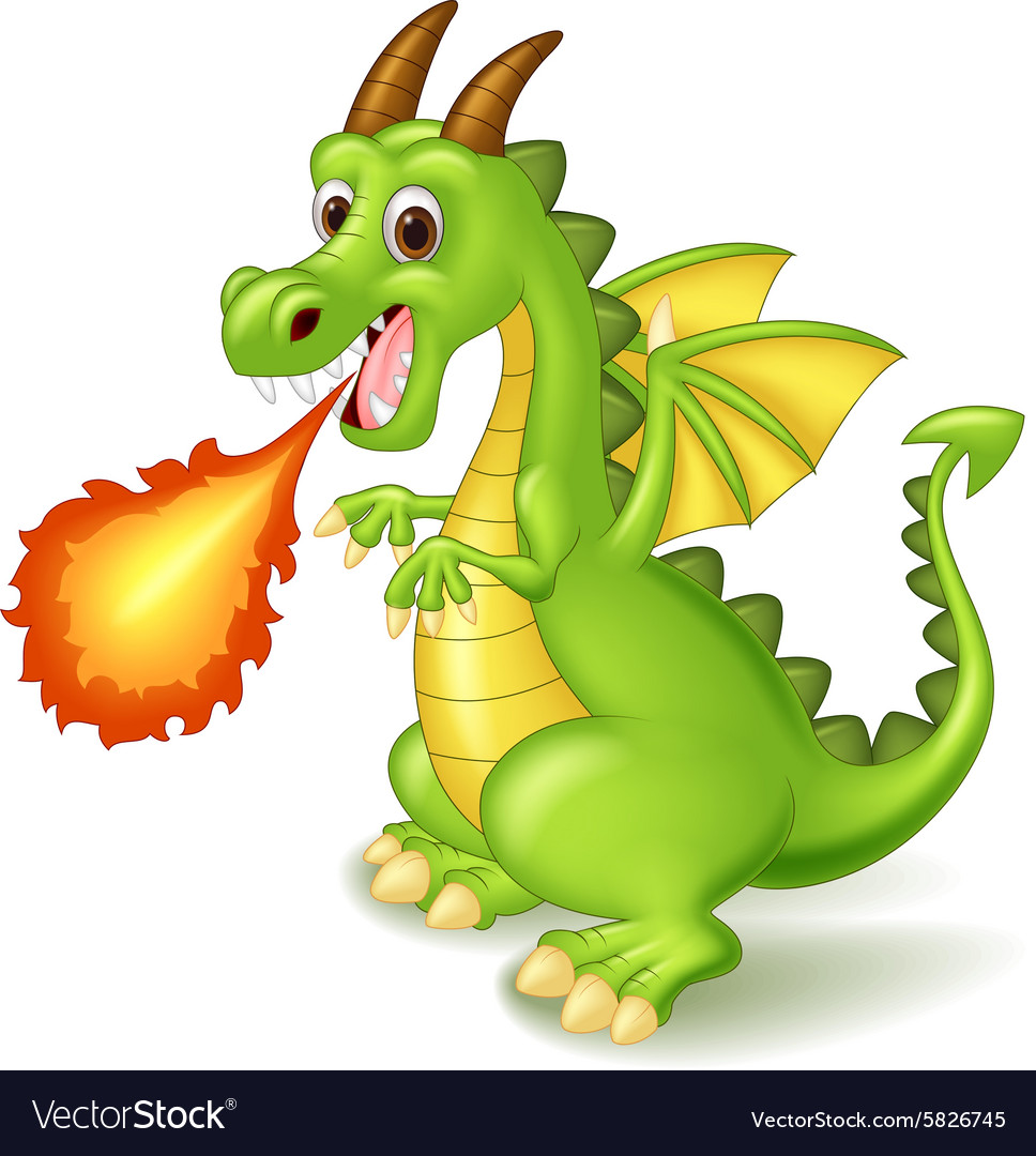 Cartoon Dragon Posing With Fire Royalty Free Vector Image