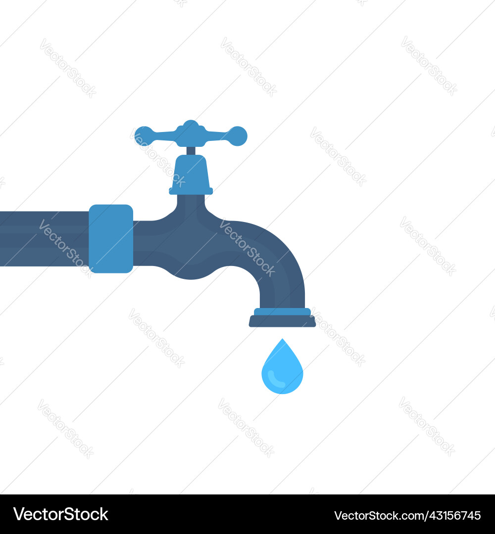 Cartoon water tap with falling dropwater Vector Image