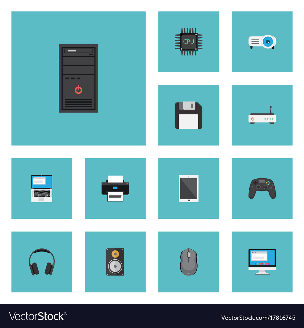 Flat icons controller system unit laptop