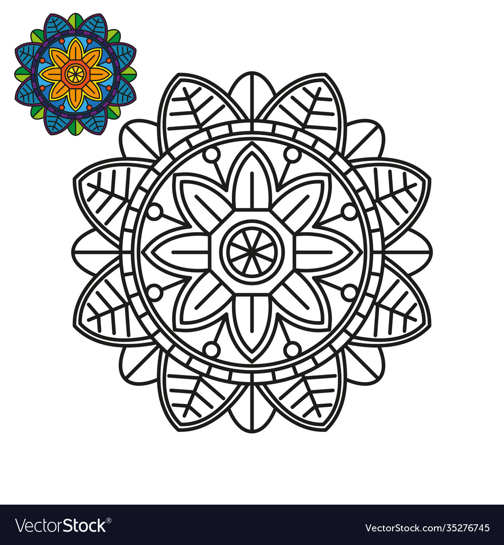 Flower mandala with coloring option simple