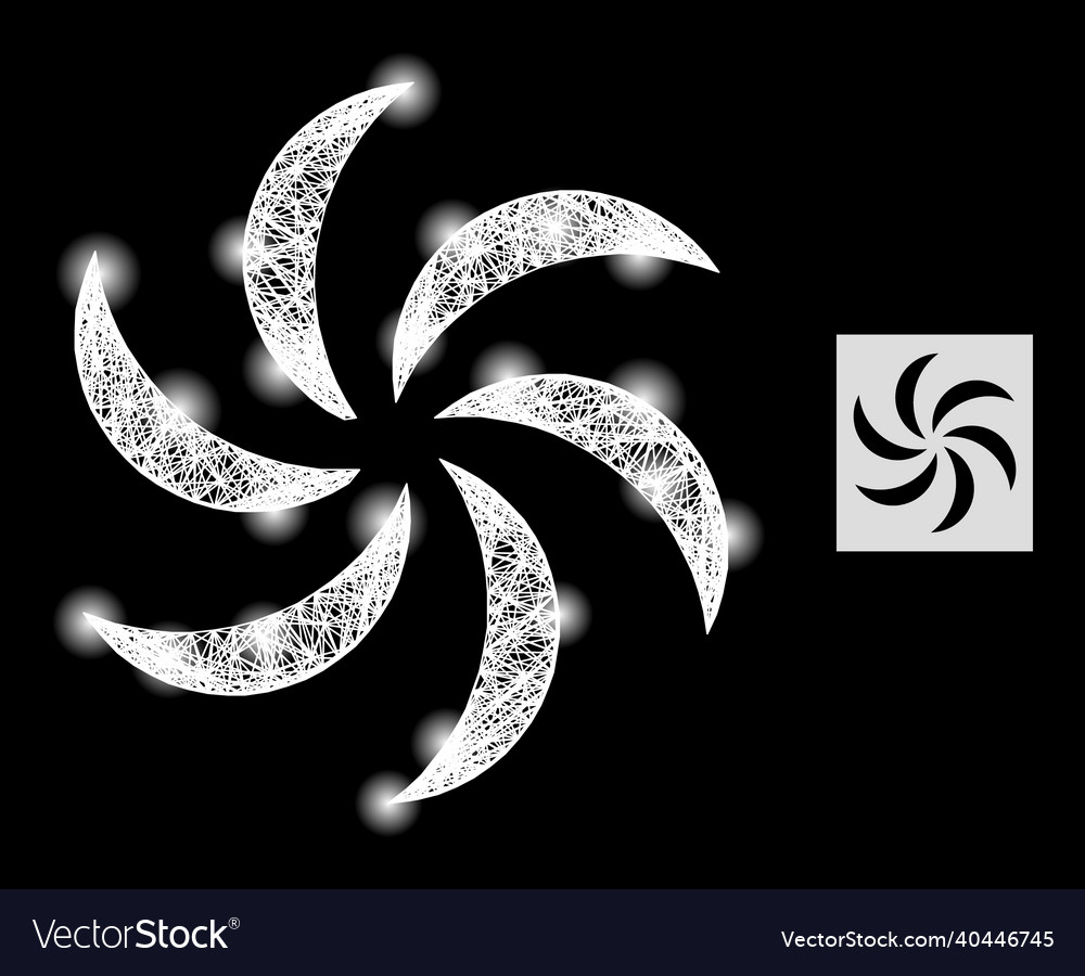 Glossy intersected mesh turbine rotation icon vector image Glossy intersected mesh turbine rotation icon