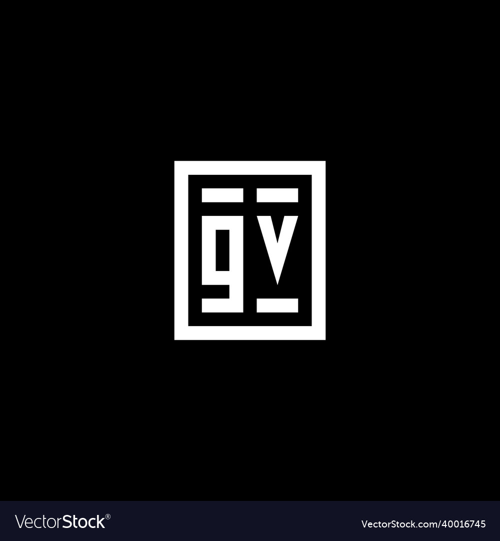Gv initial logo with square rectangular shape