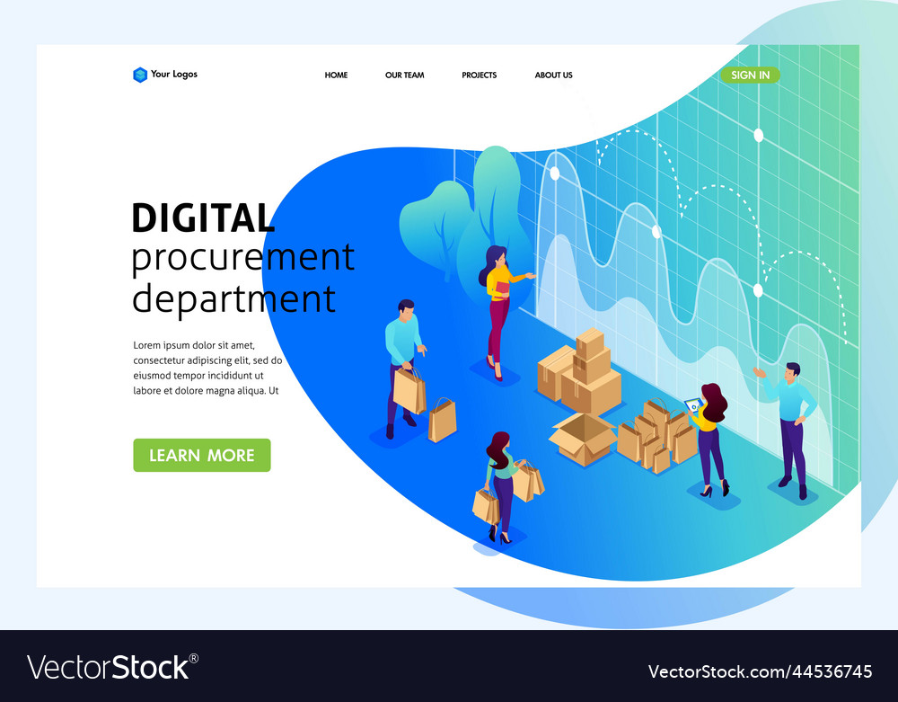Isometric bright concept of digital