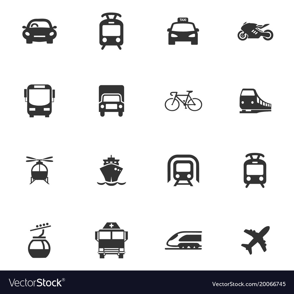 Public transport icons set Royalty Free Vector Image