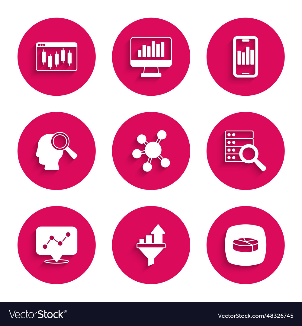 Set project team base sales funnel with chart pie vector image Set project team base sales funnel with chart pie