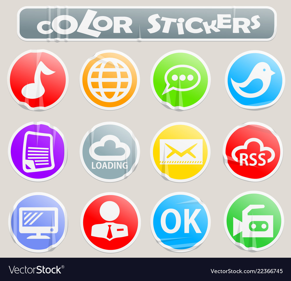 social media color stickers royalty free vector image