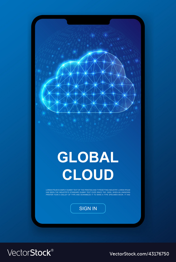 Cloud 3d polygonal symbol for ui ux design