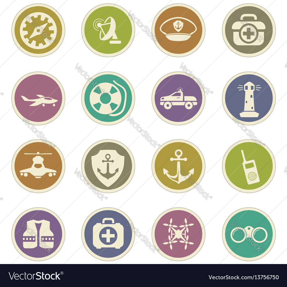 Coast guard icons set Royalty Free Vector Image