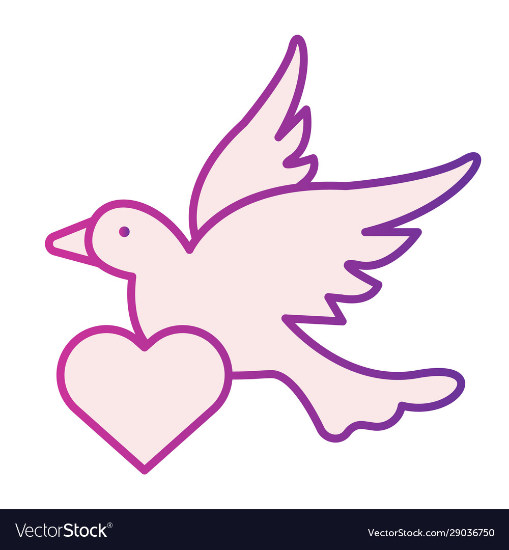 Dove with heart flat icon romantic carrying Vector Image