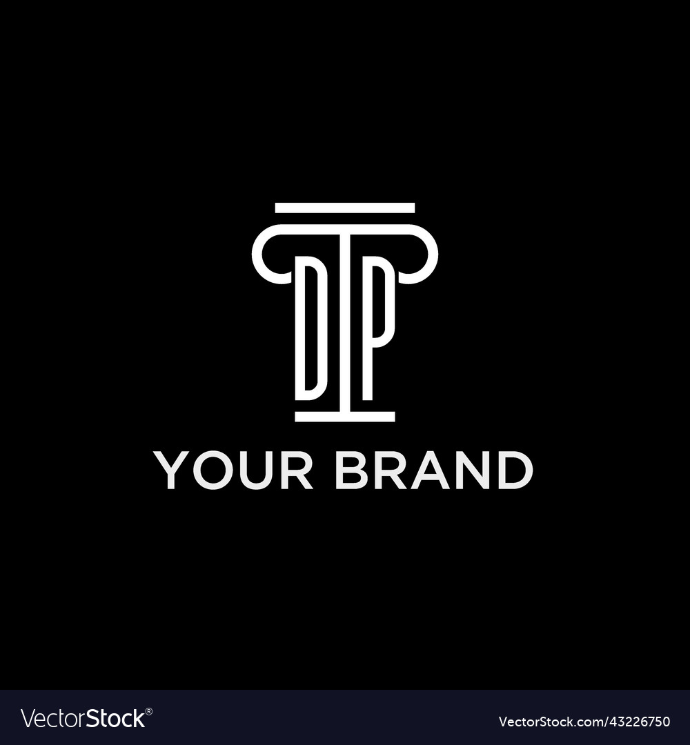 Dp monogram initial logo with pillar shape icon