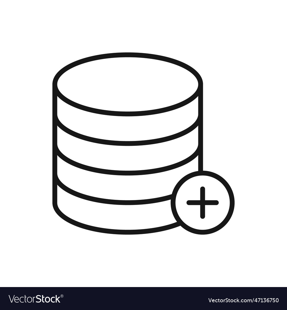 Editable icon of add database isolated on white vector image Editable icon of add database isolated on white