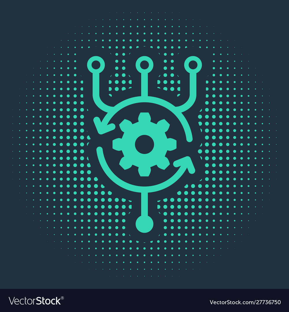 Green algorithm icon isolated on blue background vector image Green algorithm icon isolated on blue background