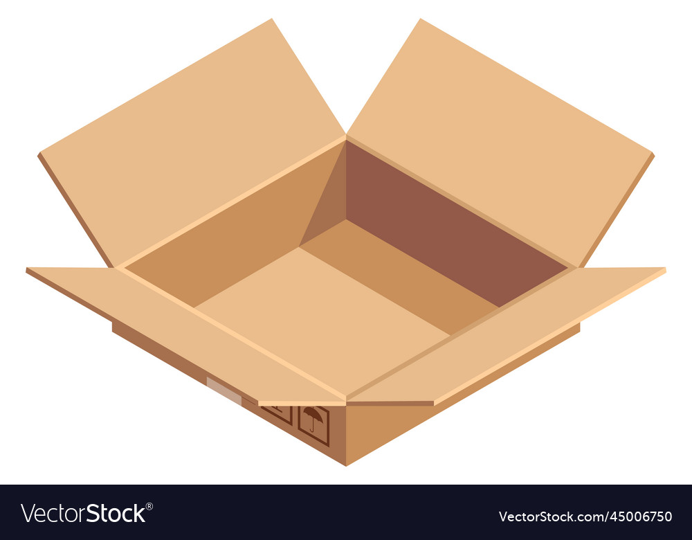 Isometric cardboard box open delivery package Vector Image