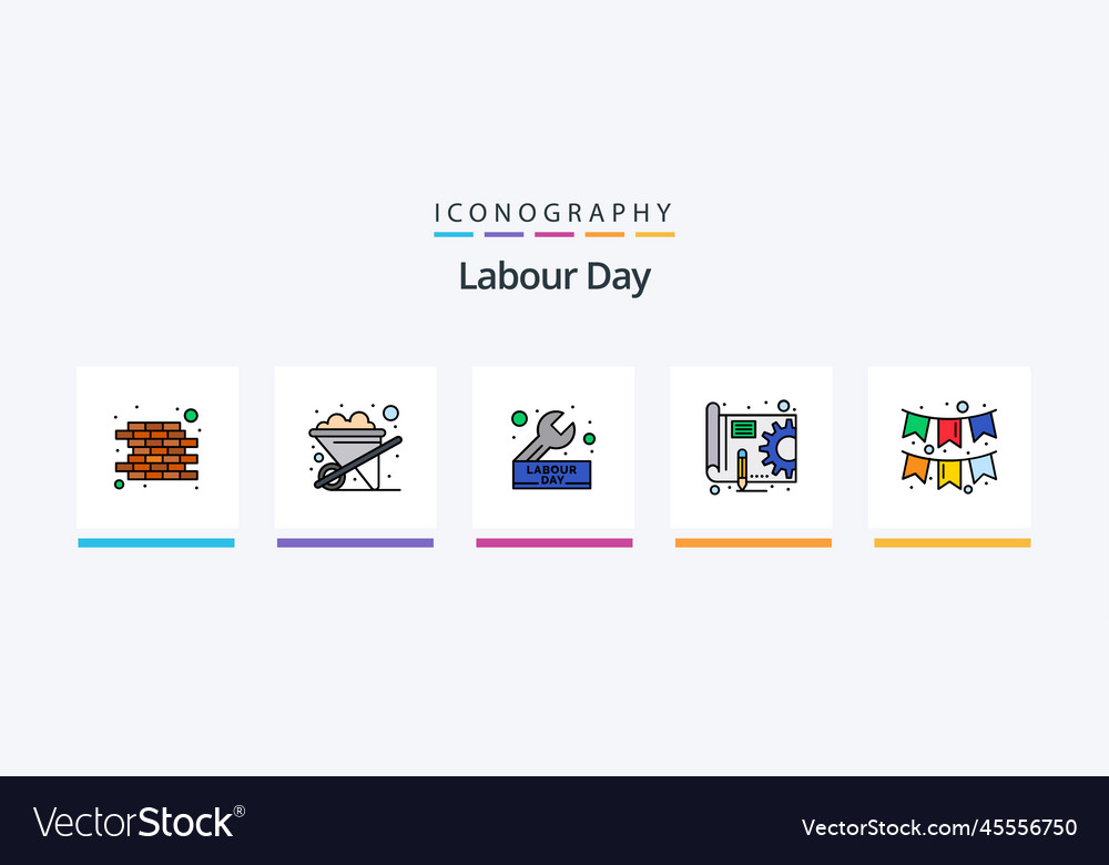 Labour day line filled 5 icon pack including