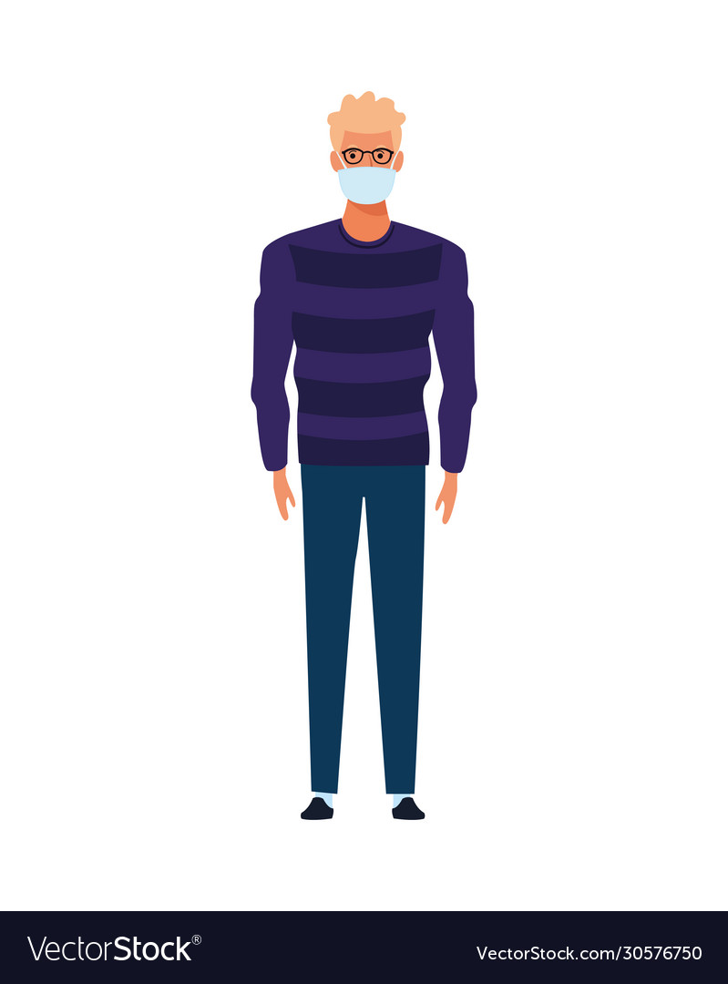 Man using face mask for covid19 character Vector Image Man using face mask for covid19 character