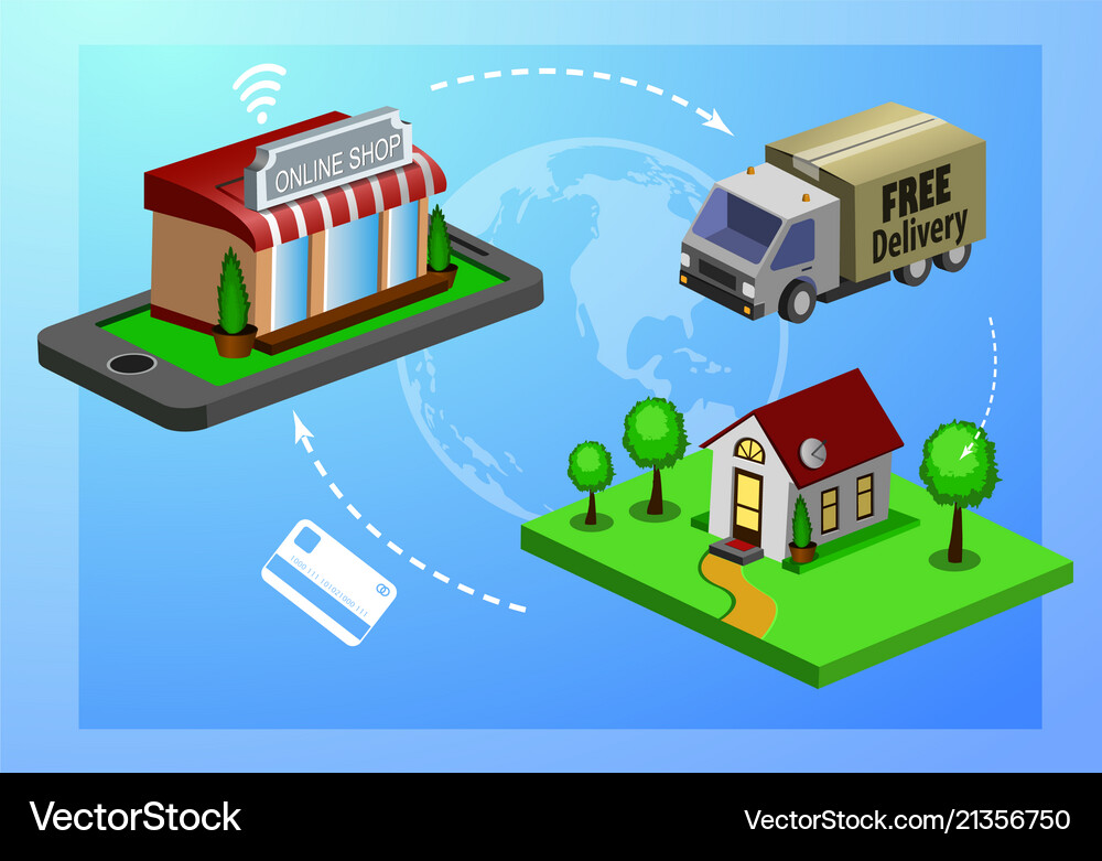 Mobile shopping e-commerce Royalty Free Vector Image