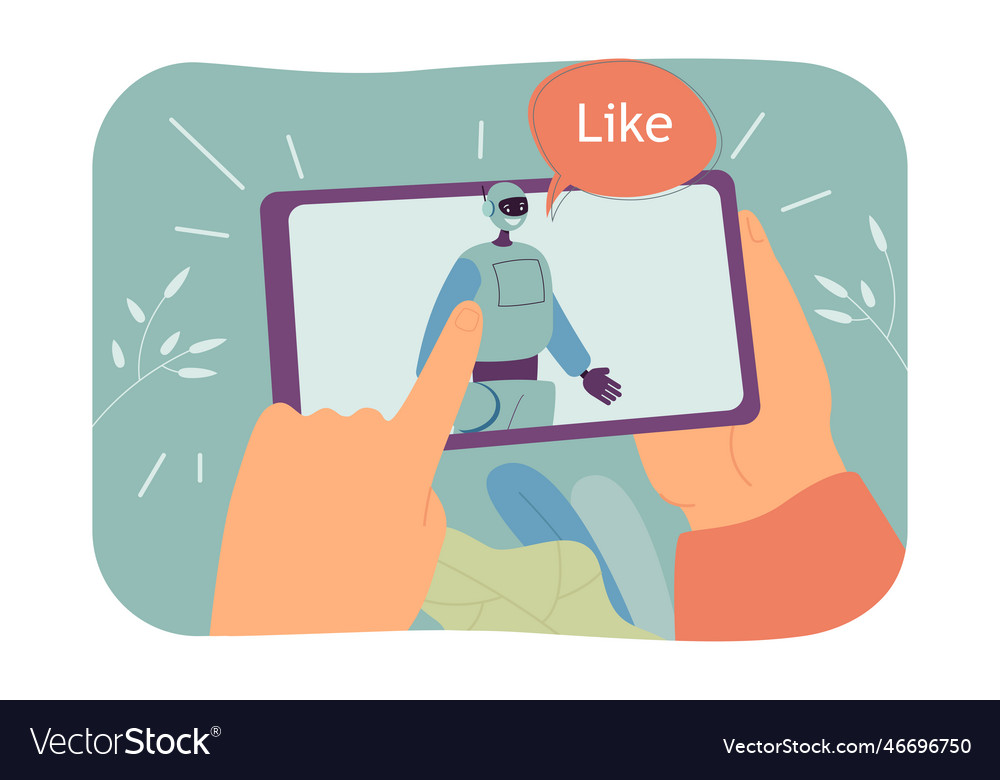 Online interaction between chatbot and customer vector image Online interaction between chatbot and customer