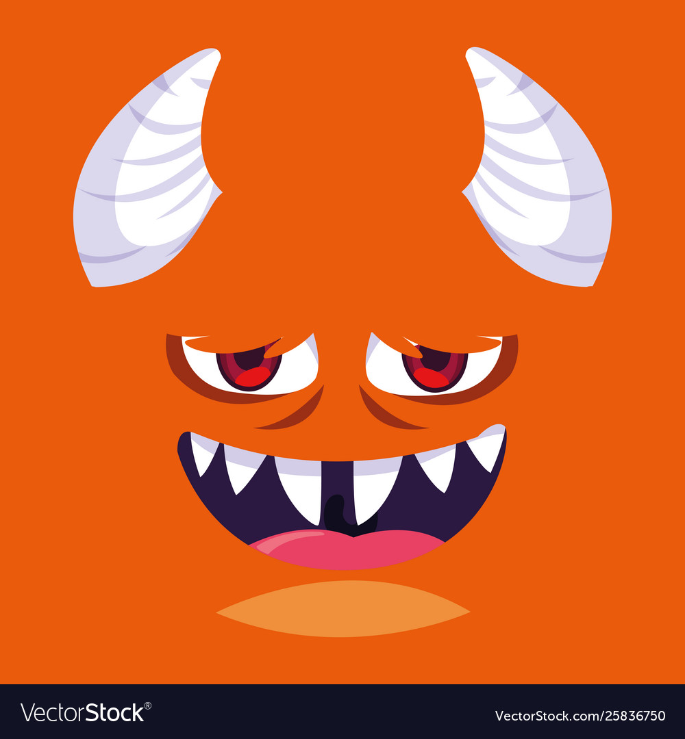 Orange monster cartoon design icon Royalty Free Vector Image