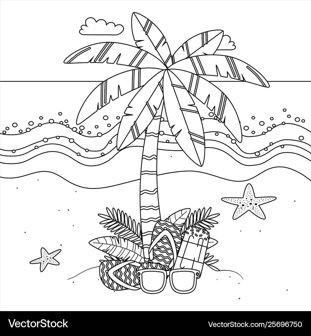 Palm tree summer season design Royalty Free Vector Image