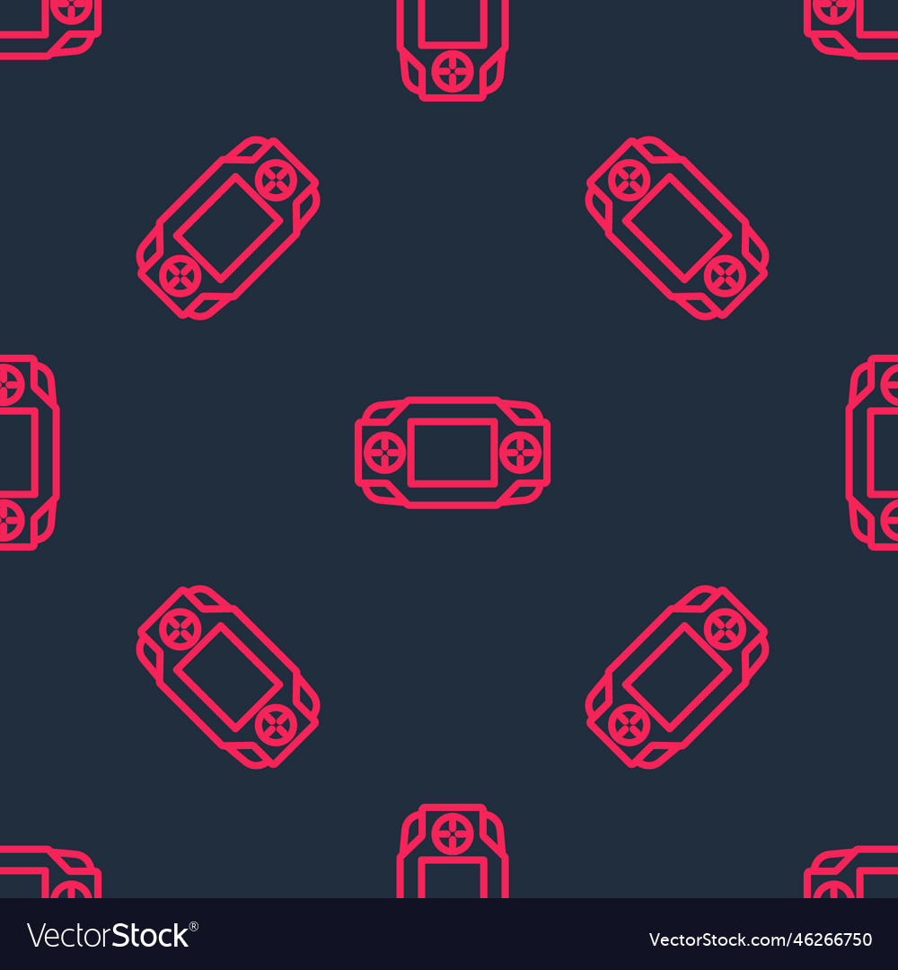 Red line portable video game console icon isolated Vector Image Red line portable video game console icon isolated