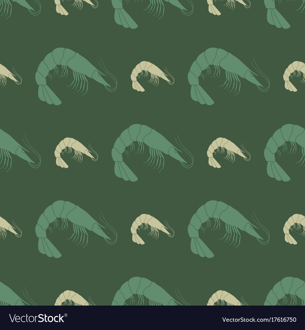 Seamless pattern with prawns