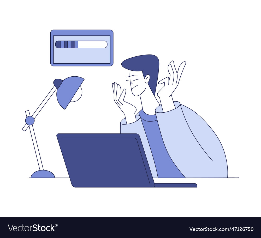 Reifenmann am Schreibtisch Computerprogrammierung vector image Reifenmann am Schreibtisch Computerprogrammierung