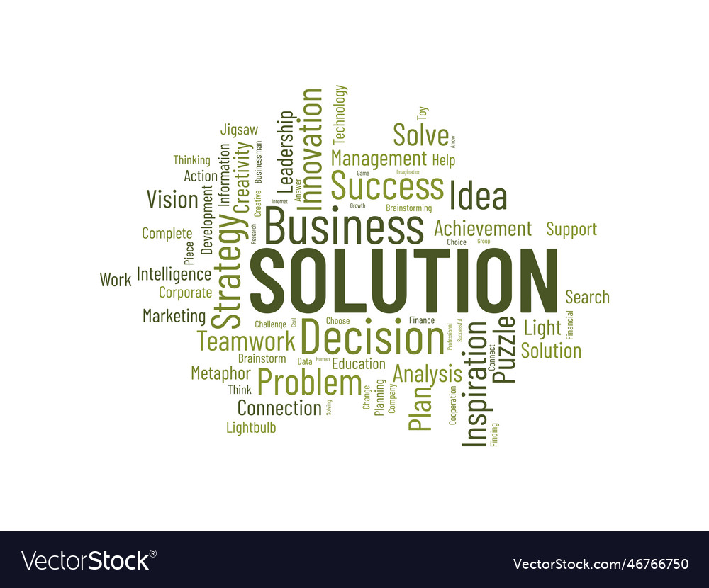Word cloud background concept for solution Vector Image