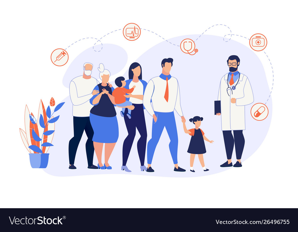 Advertising banner family medicine cartoon flat Vector Image Advertising banner family medicine cartoon flat Vector Image