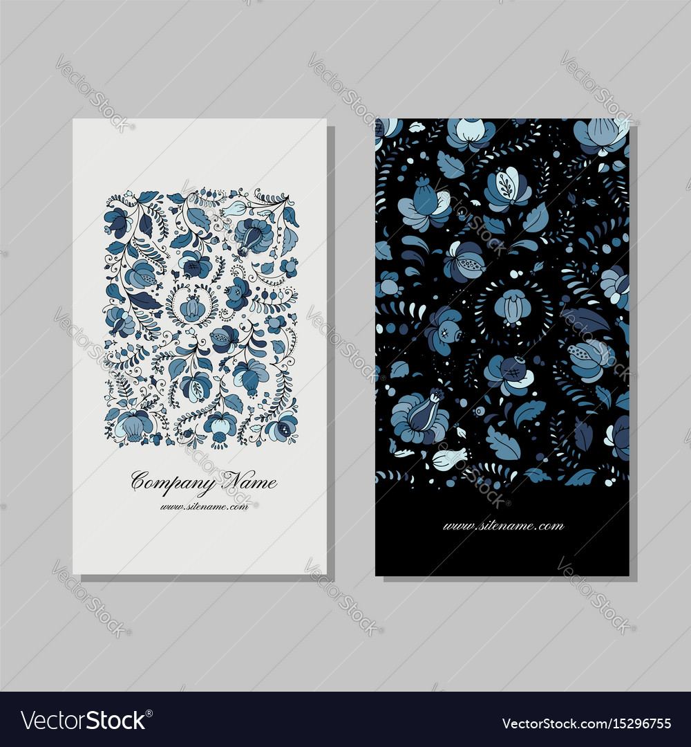 Business card design russian gzhel ornament