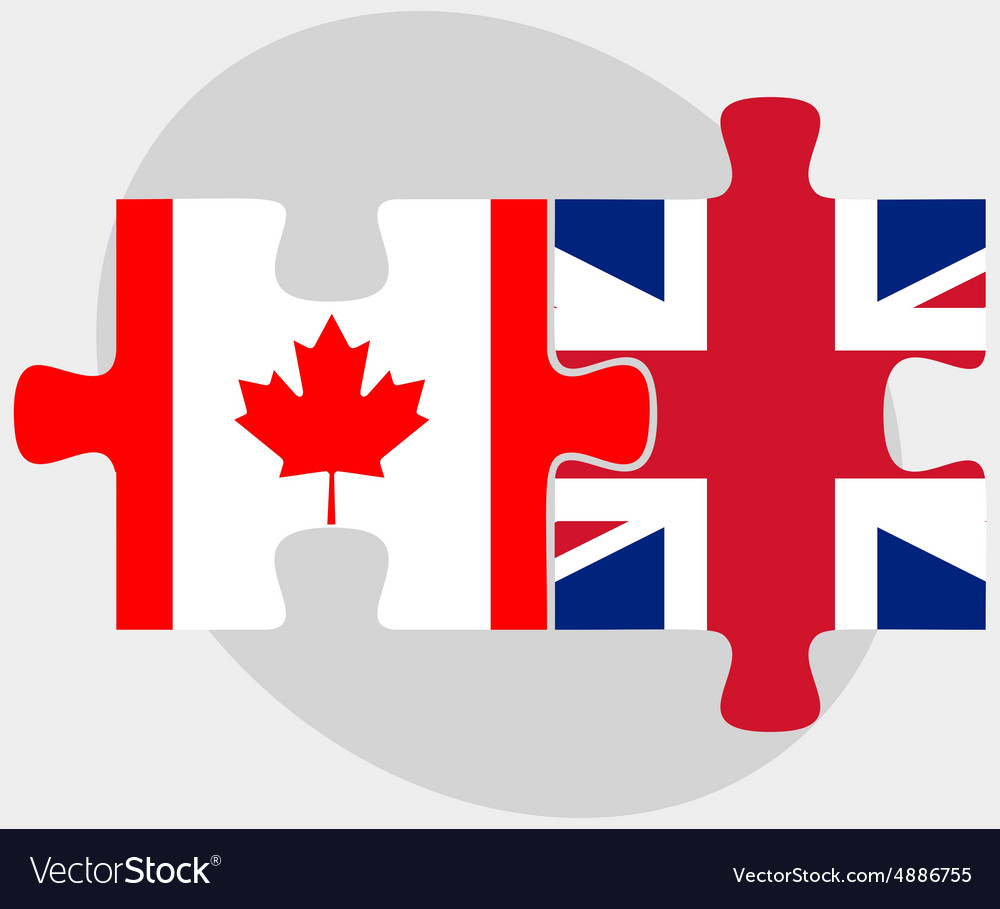 Canada and united kingdom flags in puzzle