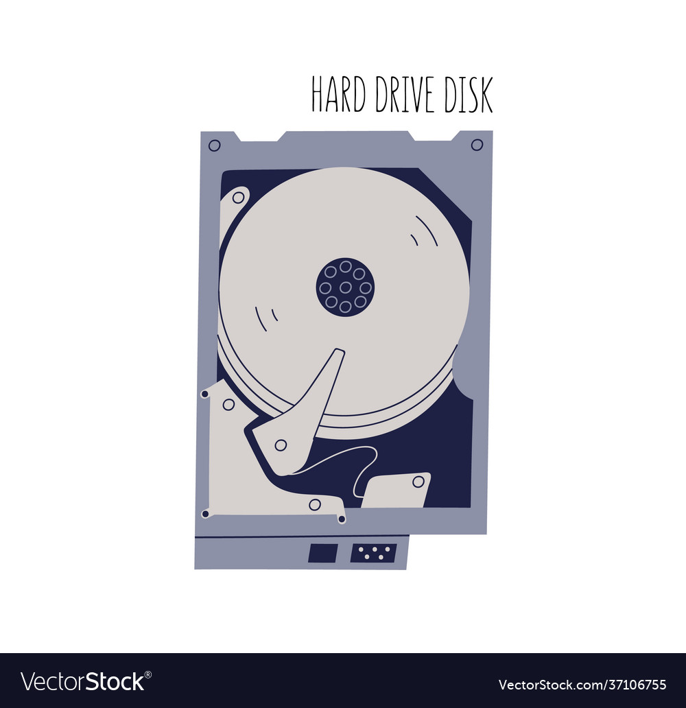 Computer hdd or hard disk drive for data storage vector image Computer hdd or hard disk drive for data storage