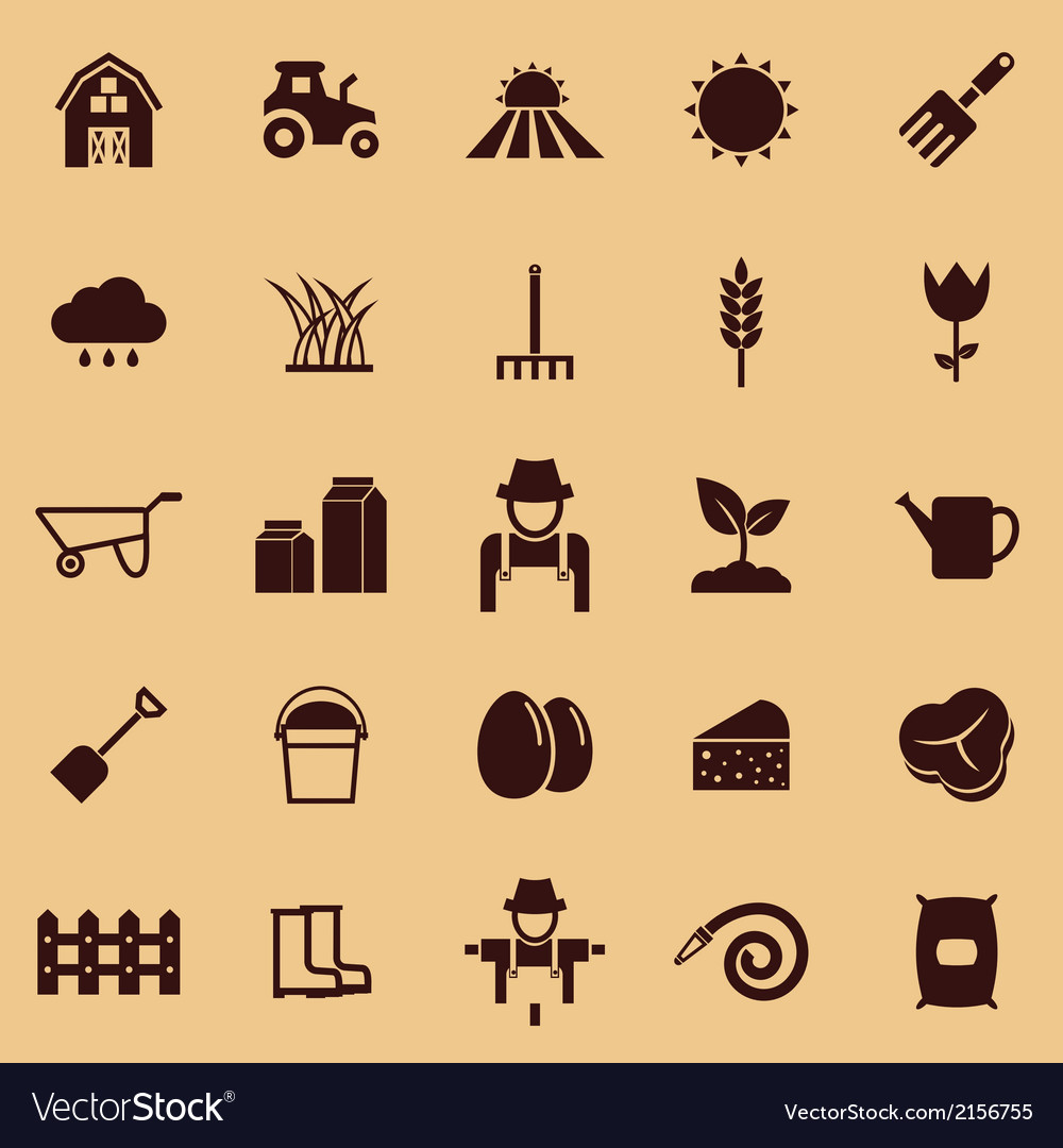 Farming Color Icons On Brown Background Royalty Free Vector