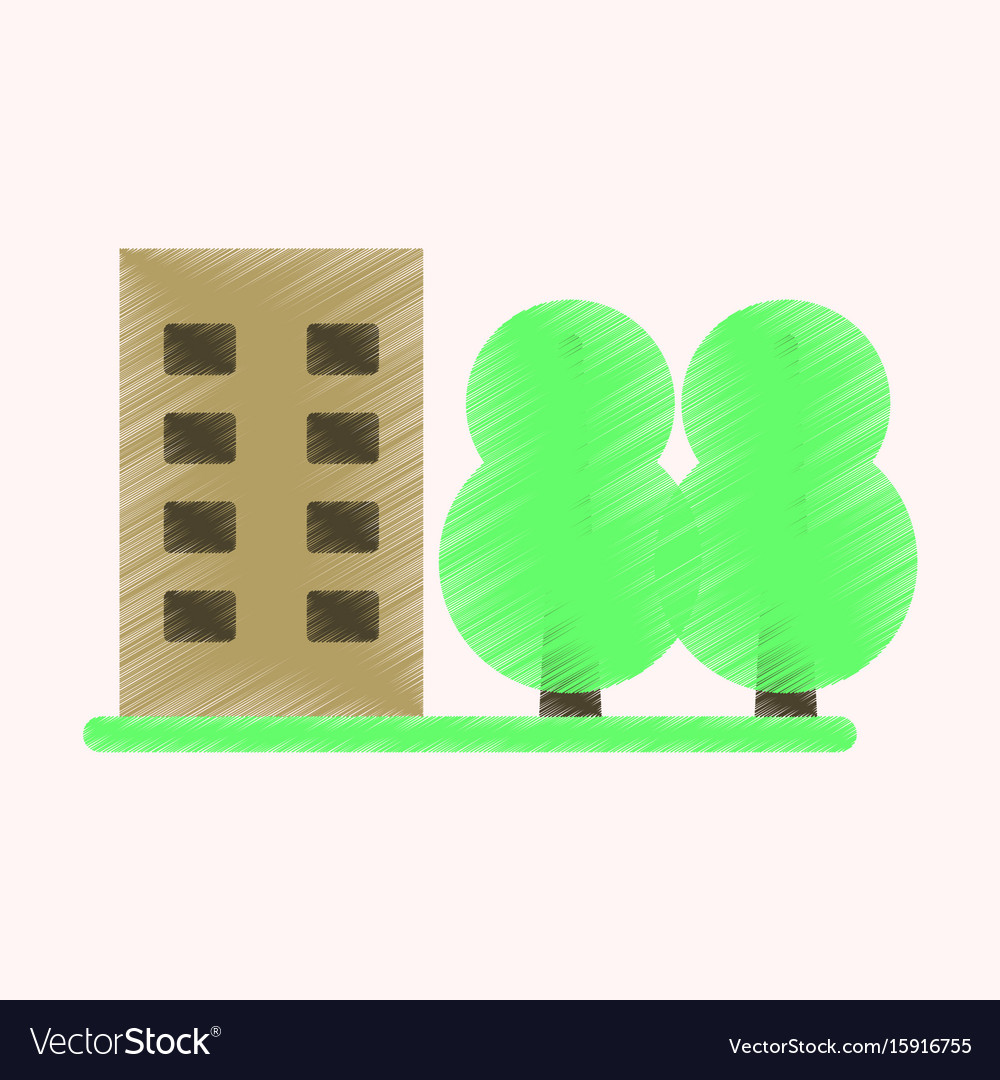 Flat icon in shading style multi-storey building