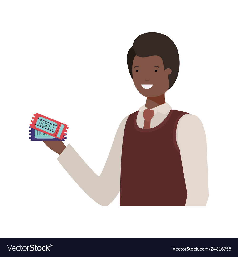 Man with access ticket avatar character