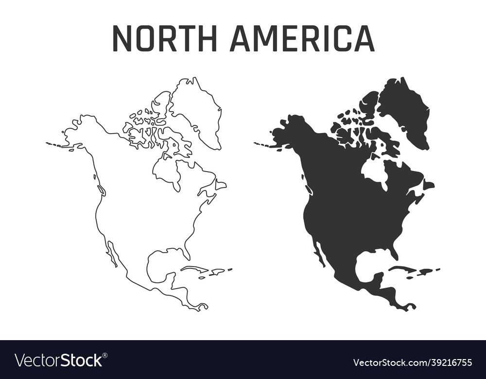 North america map icon outline and silhouette vector image North america map icon outline and silhouette