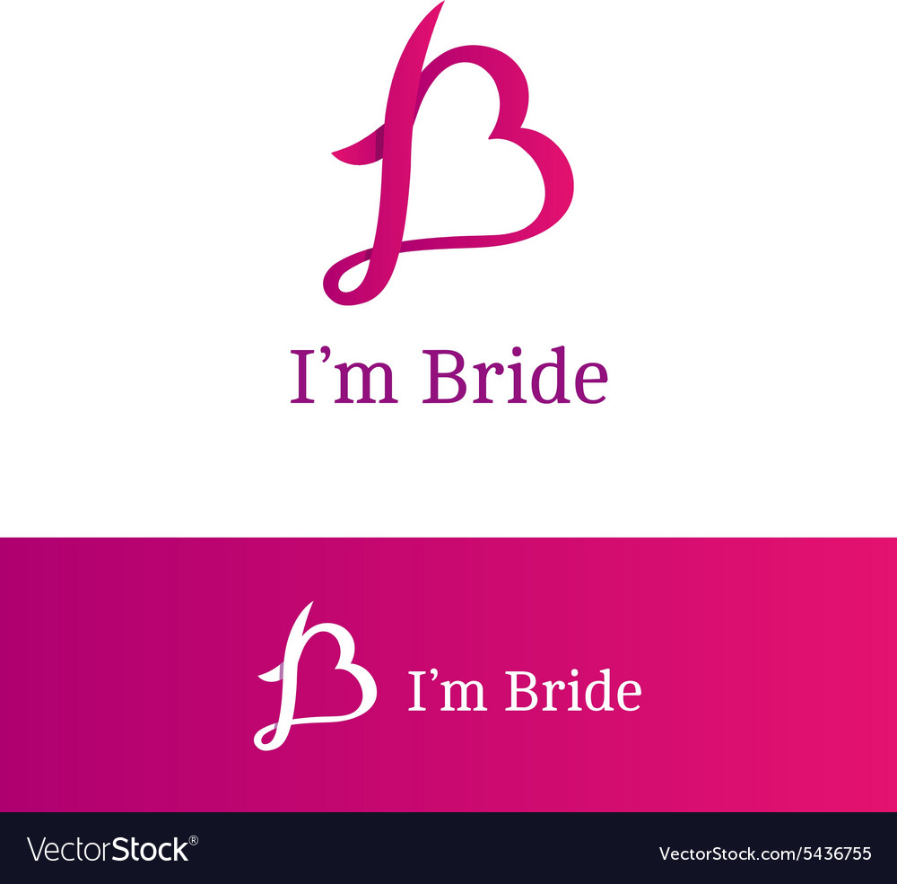 Ribbon B Letter Heart Sign Monogram Royalty Free Vector