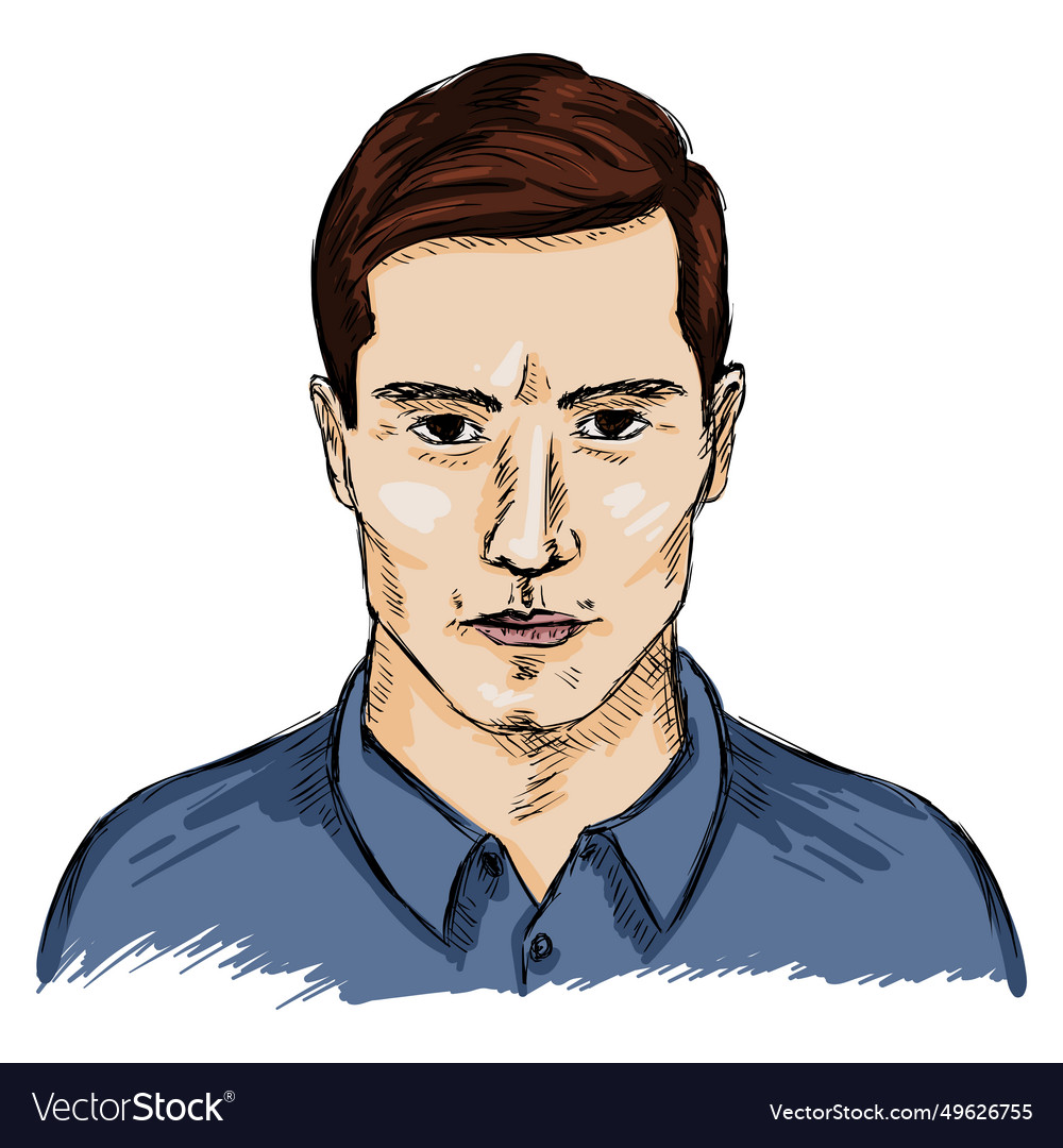 Single sketch male face men hairstyle Royalty Free Vector