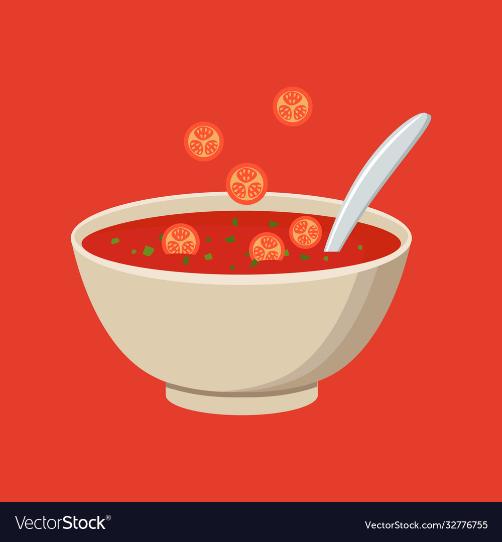 Soup with vegetables isolated on white background Vector Image Soup with vegetables isolated on white background