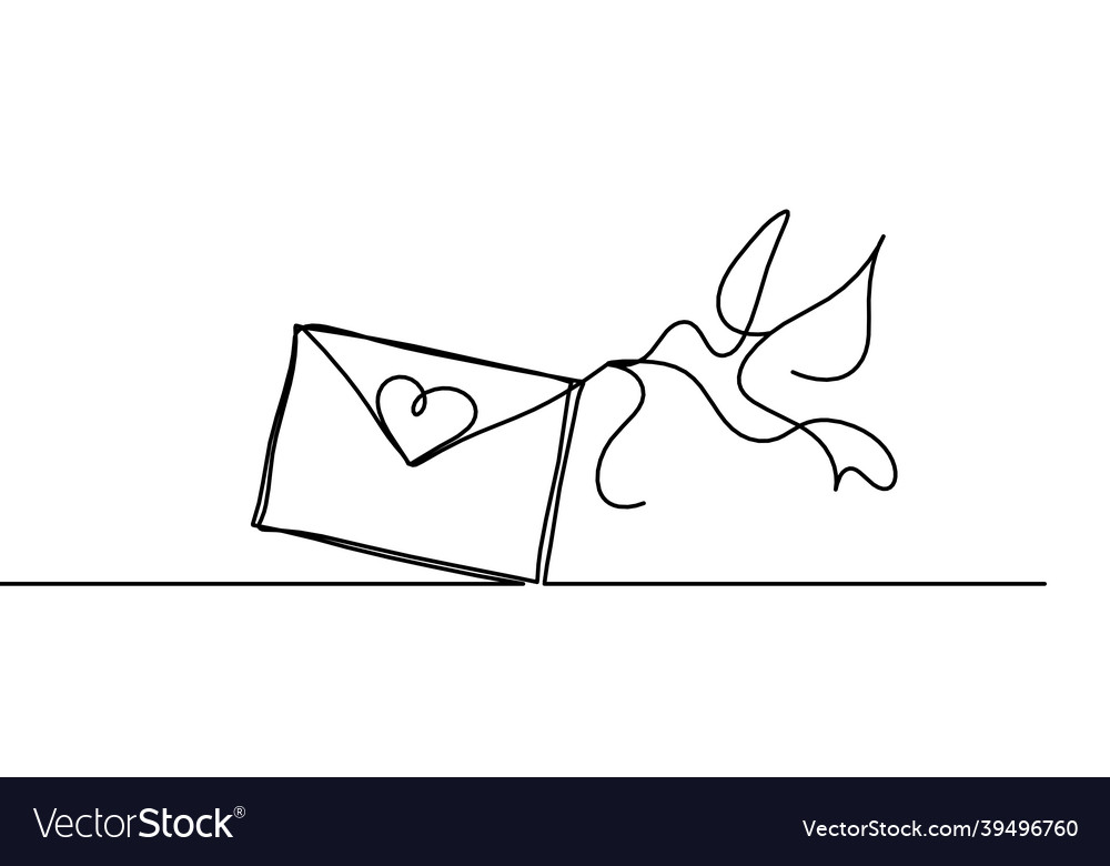 Abstract paper envelope with bird as line drawing vector image Abstract paper envelope with bird as line drawing